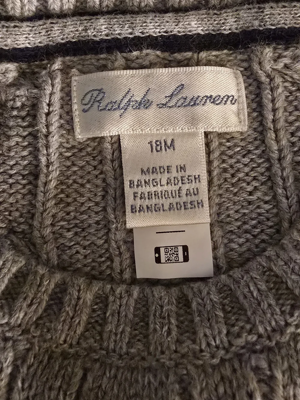 Ralph Lauren Gray Cable-Knit  Sweater